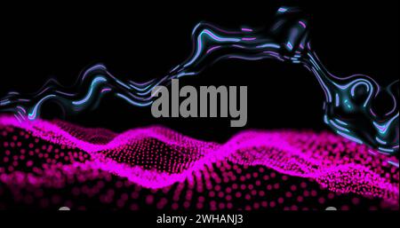 Image of glowing light trails of data transfer moving in fast motion Stock Photo