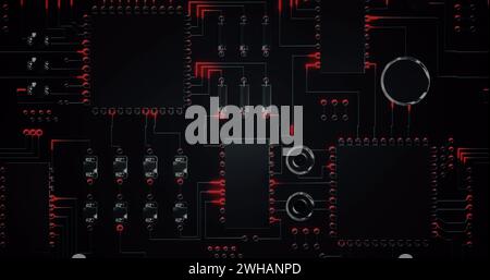 Image of ai text, icons and data processing over circuit board Stock Photo