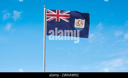 High detailed flag of Anguilla. National Anguilla flag. 3D illustration. Stock Photo