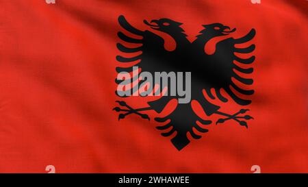 High detailed flag of Albania. National Albania flag. Europe. 3D illustration. Stock Photo