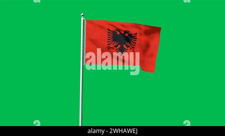 High detailed flag of Albania. National Albania flag. Europe. 3D illustration. Stock Photo