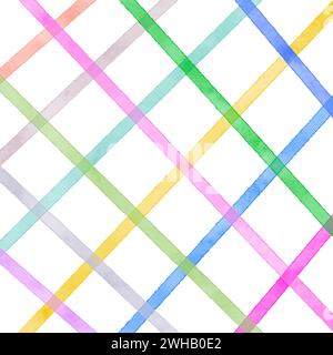 Hand painted rainbow coloured watercolour plaid design Stock Vector
