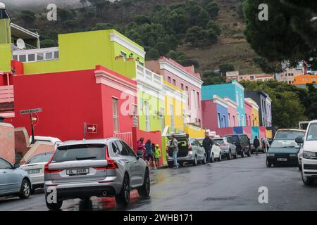 painted houses on Wale and Van der Muelen streets, Cape Town South Africa Stock Photo