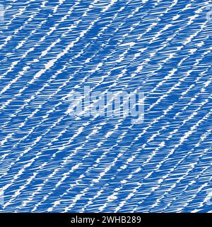 Diagonal striped pattern, fully hatched surface. Blue hand drawn pattern Stock Vector