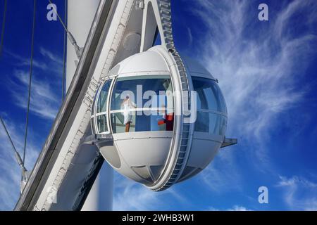 Las Vegas NV USA September 5, 2021 view of one of the air-conditioned modules of the High Roller Observation Wheel located at 3545 S Las Vegas Blvd Stock Photo