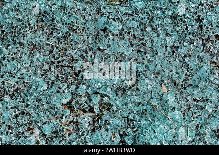 Car windshield glass fragments on floor Stock Photo