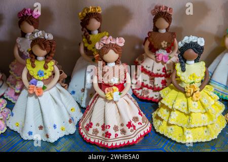 Dominican faceless dolls in a home workshop in the Dominican Republic.  The faceless dolls represent the ethnic diversity of the Dominican Republic. Stock Photo