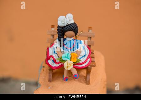 A Dominican faceless doll in a home workshop in the Dominican Republic.  The faceless dolls represent the ethnic diversity of the Dominican Republic. Stock Photo
