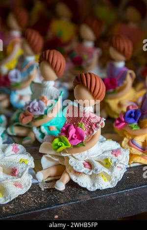 Dominican faceless dolls in a home workshop in the Dominican Republic.  The faceless dolls represent the ethnic diversity of the Dominican Republic. Stock Photo