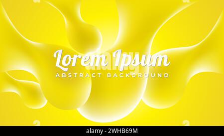 3D Realistic soft yellow splashing fluid vector illustration. Trendy and fashionable abstract background. Stock Vector