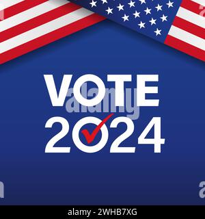 Vote 2024, Election day banner with USA flags. Presidential Election US concept, November 5. Vector illustration Stock Vector