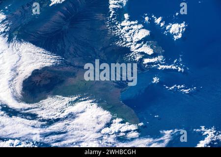 Clouds and coastline in Honolulu Stock Photo