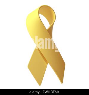 3d Yellow ribbon awareness Adenosarcoma, Bladder Bone Cancer, Endometriosis, Sarcoma, Spina Bifida illustration Stock Photo