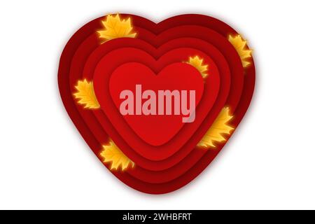 Illustration on theme beautiful bright shape heart in style paper cut, shape decorative paper cut heart consisting of many design elements, shape hear Stock Vector