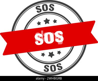 sos stamp. sos round sign. label on transparent background Stock Vector