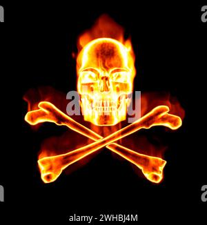 Fiery skull and cross bones Stock Photo