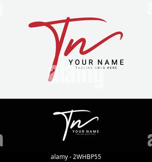 T, N, TN Initial letter logo. Alphabet TN Handwritten Signature logo Stock Vector