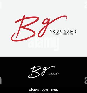 B, G, BG Initial letter logo. Alphabet BG Handwritten Signature logo Stock Vector
