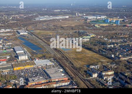 Luftbild, Gewerbegebiet Westfalenhütte, Borsigplatz, Dortmund, Ruhrgebiet, Nordrhein-Westfalen, Deutschland ACHTUNGxMINDESTHONORARx60xEURO *** Aerial view, Westfalenhütte industrial estate, Borsigplatz, Dortmund, Ruhr area, North Rhine-Westphalia, Germany ATTENTIONxMINDESTHONORARx60xEURO Stock Photo