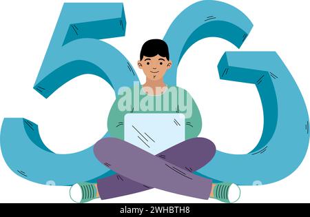 5G man working Stock Vector