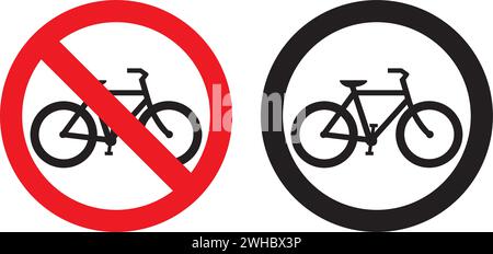 Bicycle prohibition signs on a white background Stock Vector