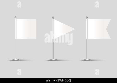 White small flags on poles. Vector illustration. EPS 10. Stock image. Stock Vector