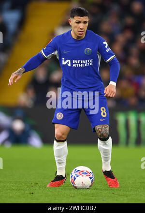 Enzo Fernandez of Chelsea during the Emirates FA Cup Fourth Round Replay match between Aston Villa and Chelsea at Villa Park. Stock Photo