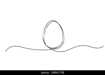 Egg line art. Continuous one line drawing of whole egg. Vector illustration. EPS 10. Stock image. Stock Vector