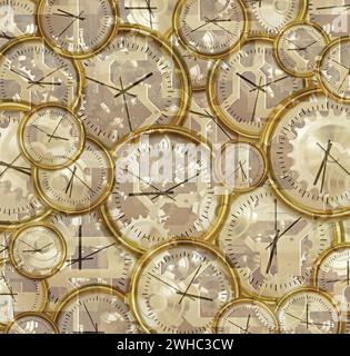 Time passing clocks and gears Stock Photo