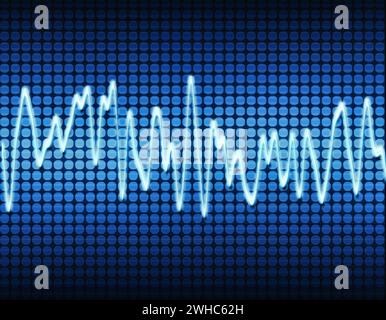 Blue electronic sine sound wave Stock Photo