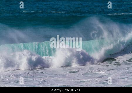 The spectacular waves on the west coast of Fuerteventura, Canary Islands, Spain Stock Photo