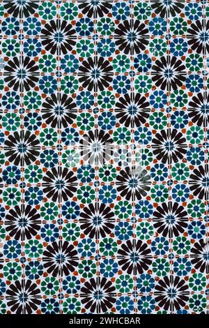 Traditional ornate portuguese decorative blue colored tiles azulejos. Stock Photo