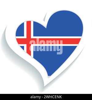 Isolated heart shape with the flag of Iceland Vector Stock Vector