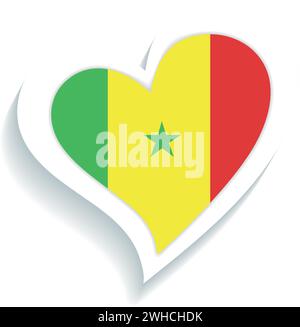 Isolated heart shape with the flag of Senegal Vector Stock Vector