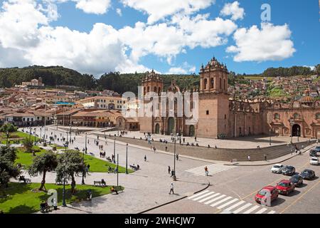 Historic Cathedral of Cusco or Cathedral Basilica of the Assumption of the Virgin Mary at Plaza de Armas, Old Town, Cusco, Cusco Province, Peru Stock Photo
