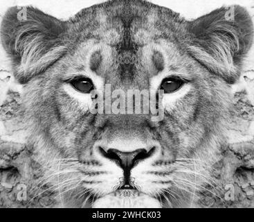 Lion cub mother Black and White Stock Photos & Images - Alamy