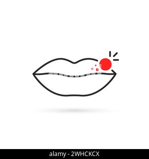 red rash on black thin line lips Stock Vector