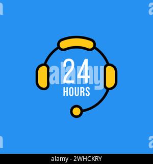 cartoon 24 hours hotline simple icon Stock Vector