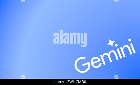 Istanbul, Turkey - 7 Feb 2024: Google Gemini logo on a simple color background. Gemini is Google's AI model family, developed by Google's AI research Stock Photo
