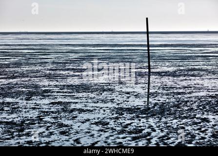 Wadden Sea, mudflats, beach, North Sea spa, Schillig, Wangerland, Friesland, North Sea, Lower Saxony, Germany, Stock Photo