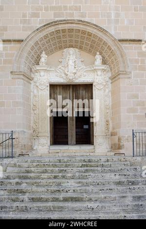 Entrance to the parish church of Santa Margalida, Santa Margalida, Mallorca, Balearic Islands, Spain Stock Photo