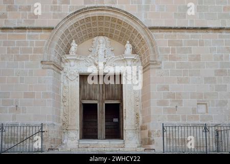 Entrance to the parish church of Santa Margalida, Santa Margalida, Mallorca, Balearic Islands, Spain Stock Photo