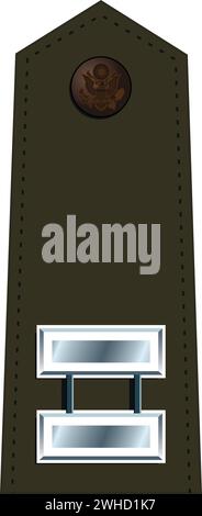 Shoulder pad for army green service uniform of the USA CAPTAIN army officer Stock Vector