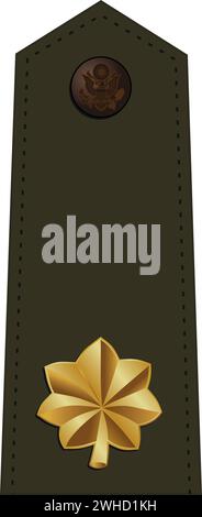 Shoulder pad for army green service uniform of the USA MAJOR army officer Stock Vector