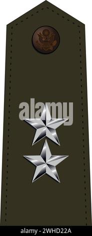 Shoulder pad for army green service uniform of the USA MAJOR GENERAL army officer Stock Vector