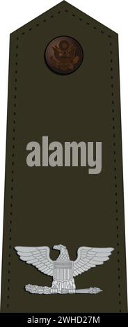 Shoulder pad for army green service uniform of the USA COLONEL army officer Stock Vector