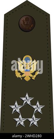 Shoulder pad for army green service uniform of the USA GENERAL OF THE ARMY army officer Stock Vector