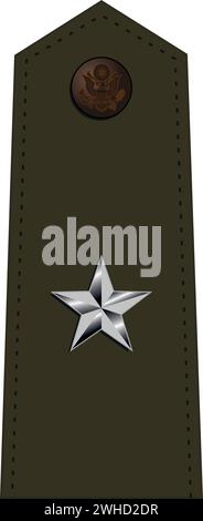 Shoulder pad for army green service uniform of the USA BRIGADIER GENERAL army officer Stock Vector