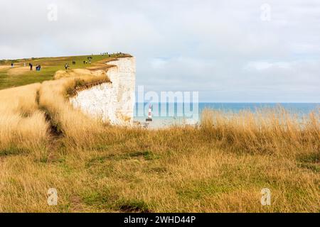 Lighthouse at Beachy Head on the English south coast between Seaford and Eastbourne, West Sussex, England, United Kingdom Stock Photo