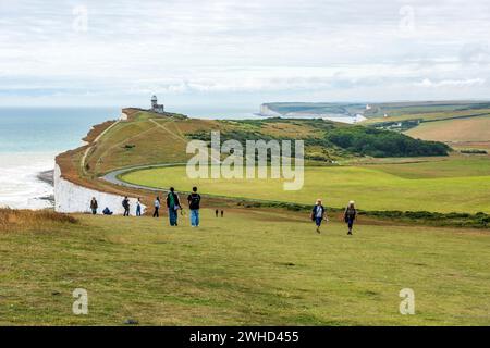 Lighthouse at Beachy Head on the English south coast between Seaford and Eastbourne, West Sussex, England, United Kingdom Stock Photo